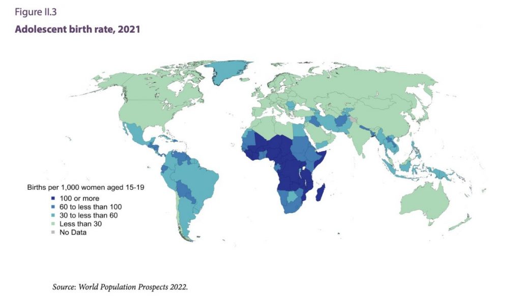 Карта мира по уровню рождаемости за 2021 год. Карта: ООН