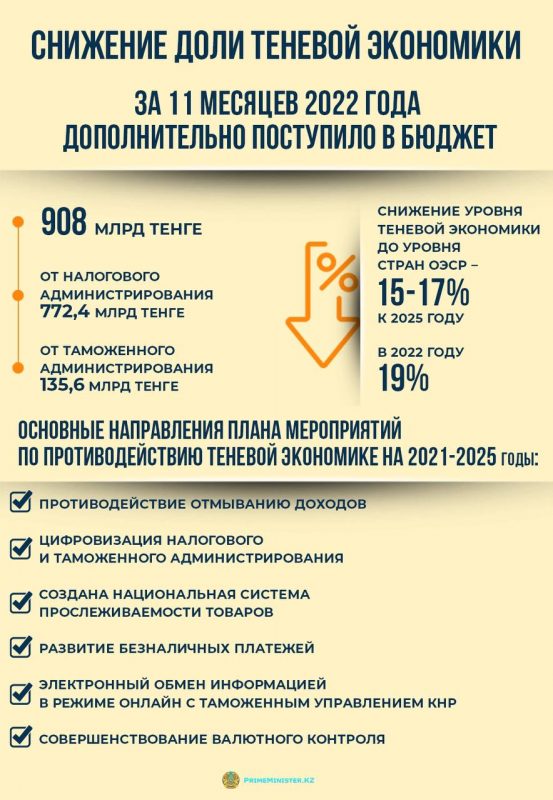 Снижение доли теневой экономики Казахстана - инфографика