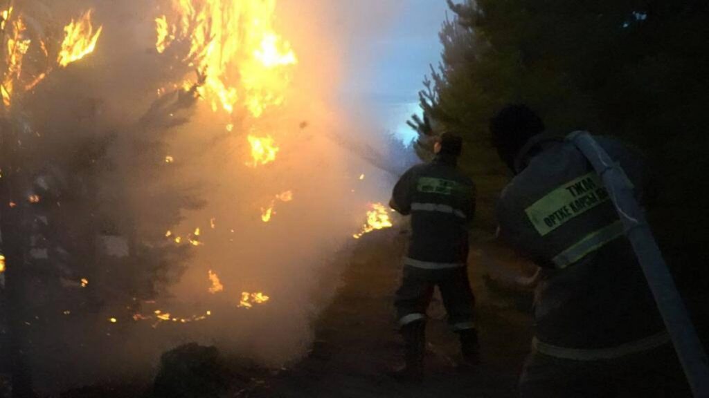 Вертолет доставил десант пожарных в горную местность ВКО для тушения пожара