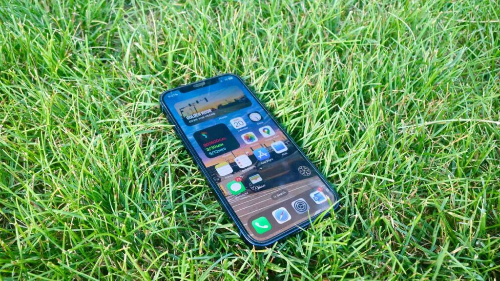 iPhone лежит на траве