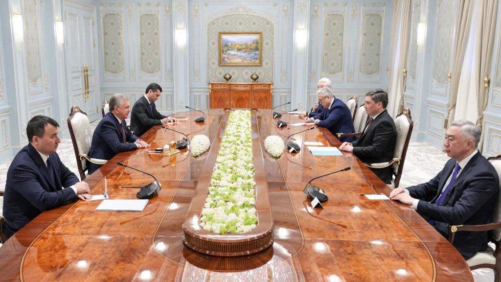 Премьер-министр Казахстана Олжас Бектенов на встрече с призедентом Узбекистана Шавкатом Мирзиёевым