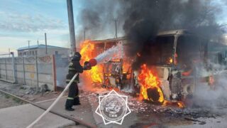 Пожар произошел в пассажирском автобусе в Таразе