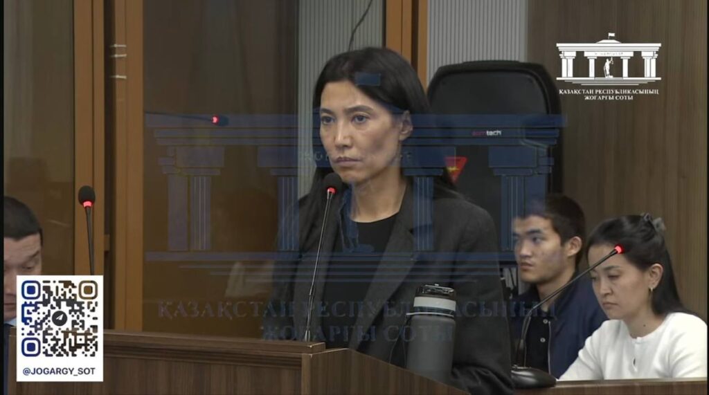 Гульнара Насырбекова дает показания в суде 23 апреля 2024 года по делу Бишимбаев