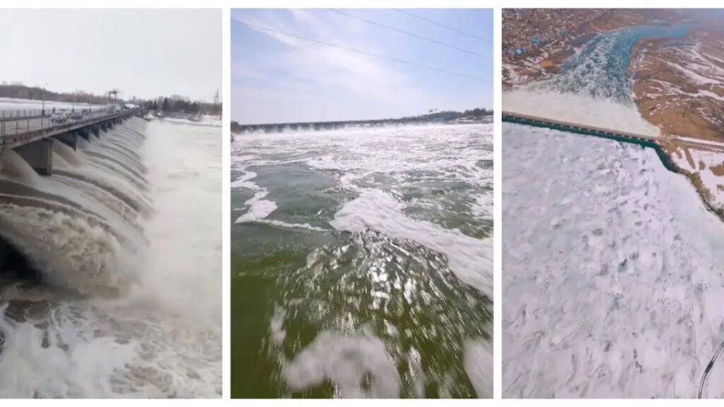 Кадры из видео на водохранилизе Сергеевское в СКО