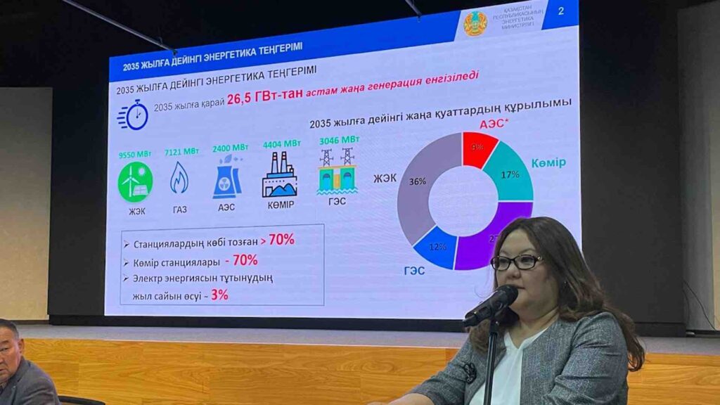 Женщина стоит на фоне большого монитора с информацией