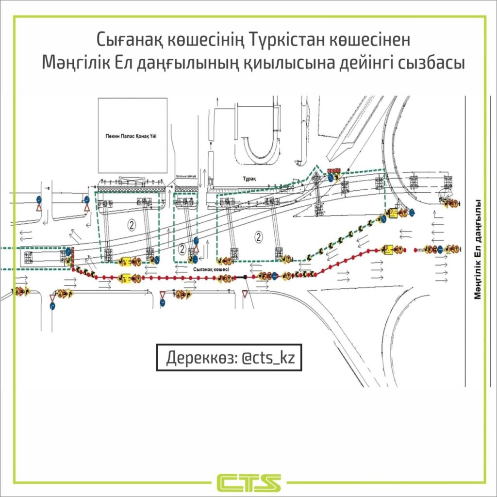 Схема движения по улице Сагынак